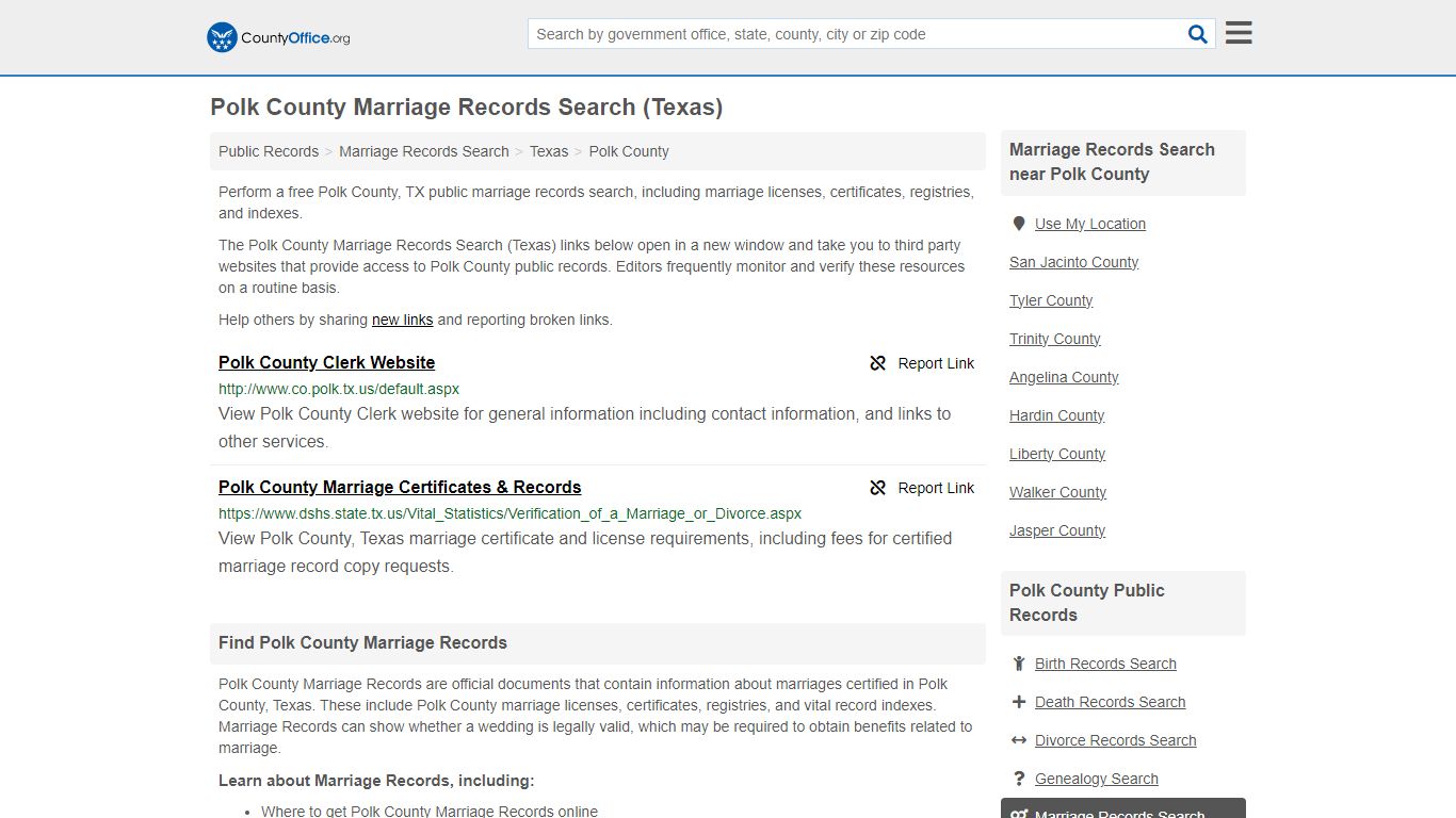 Marriage Records Search - Polk County, TX (Marriage Licenses ...