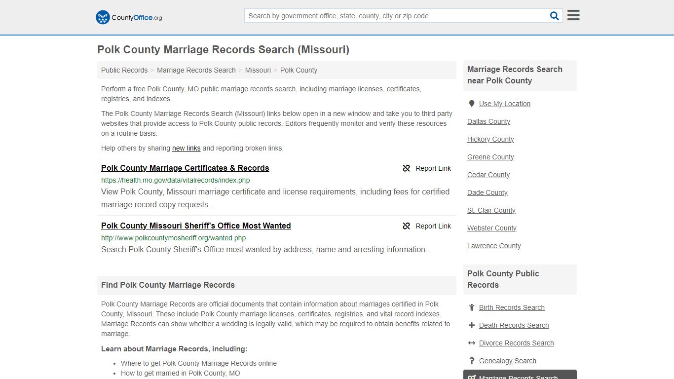 Marriage Records Search - Polk County, MO (Marriage Licenses ...